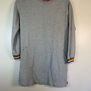 Boden long sleeve sweater dress with rainbow cuffs size 11-12y